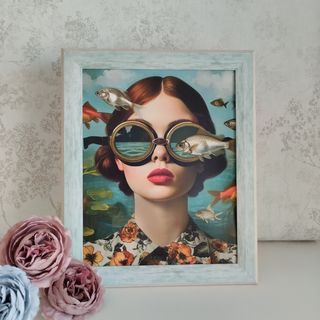 Cuadro mujer y peces