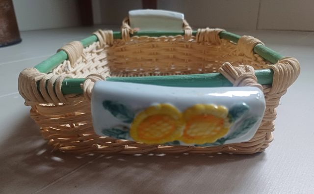 CESTA organizadora de mimbre cerámica para baño...