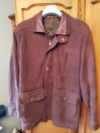 Chaqueta de piel marrón hombre 