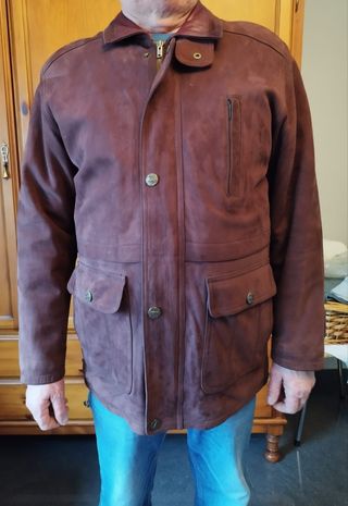 Chaqueta de piel marrón hombre 