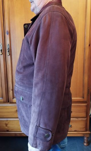 Chaqueta de piel marrón hombre 