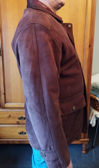 Chaqueta de piel marrón hombre 