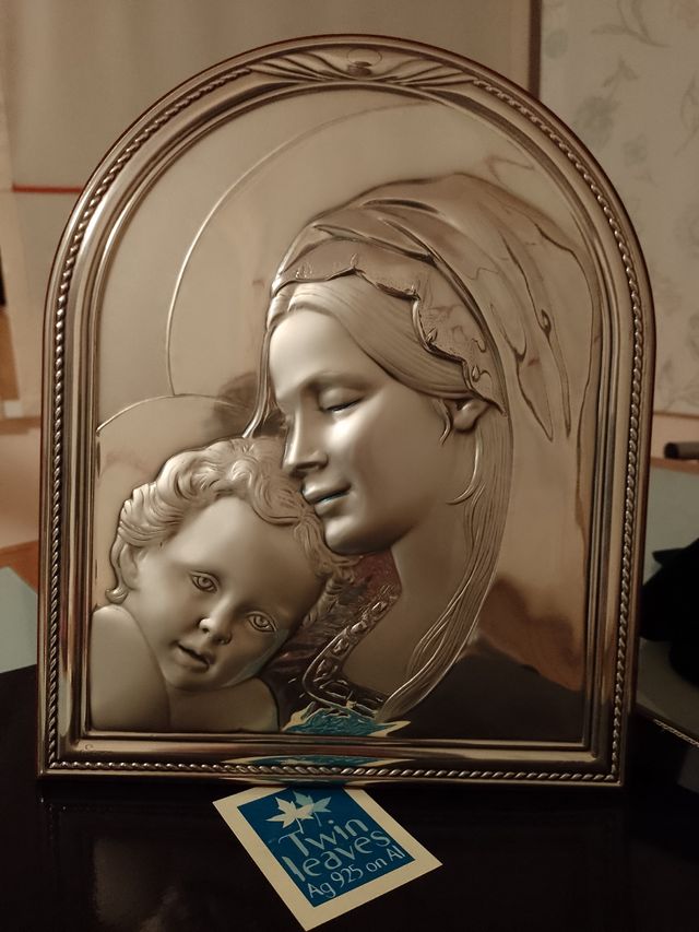Quadro in argento "Madonna col Bambino"