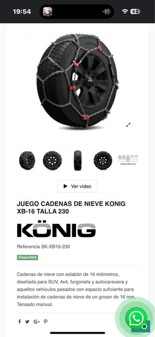 Cadenas nieve Suv 4x4 furgoneta autocaravana