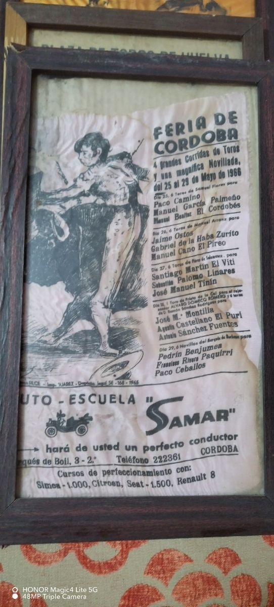 Cartel antiguo de toros
