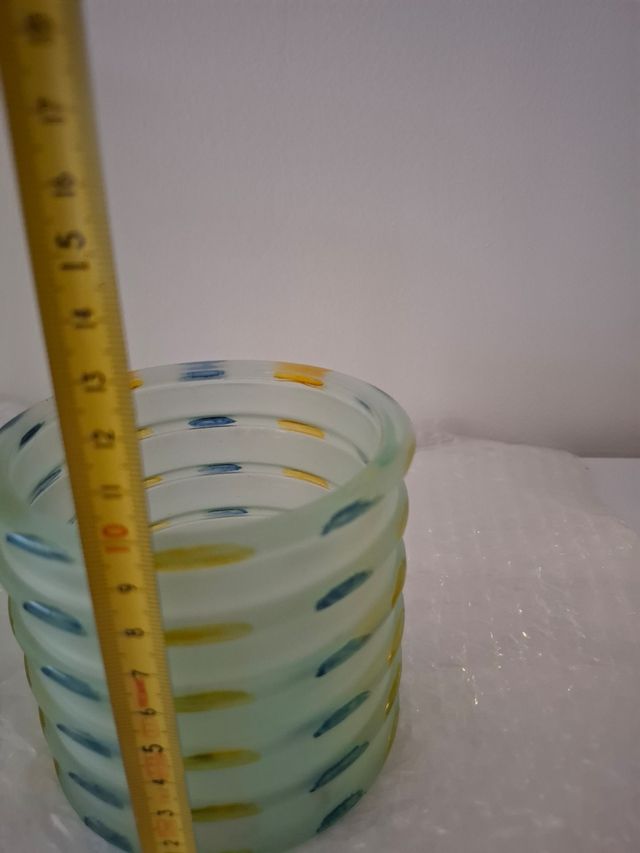 Set de 3 jarrones de vidrio anillado