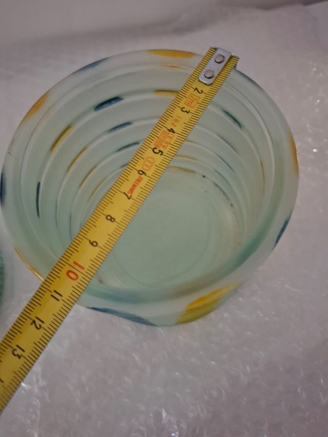 Set de 3 jarrones de vidrio anillado