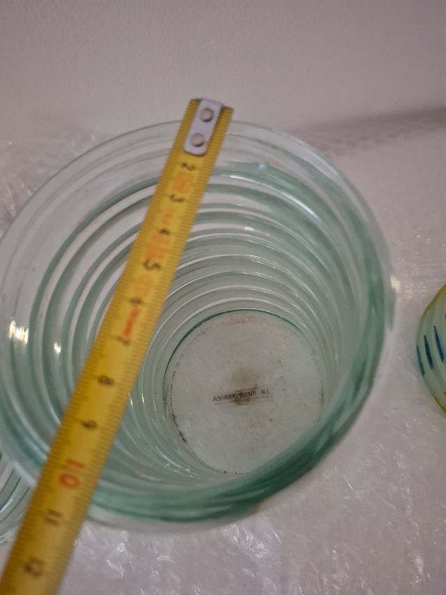 Set de 3 jarrones de vidrio anillado