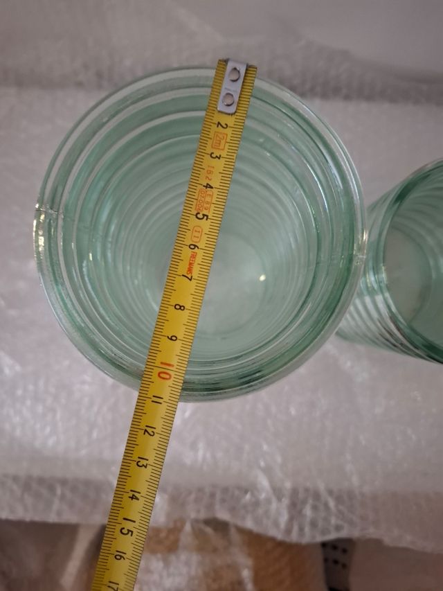 Set de 3 jarrones de vidrio anillado