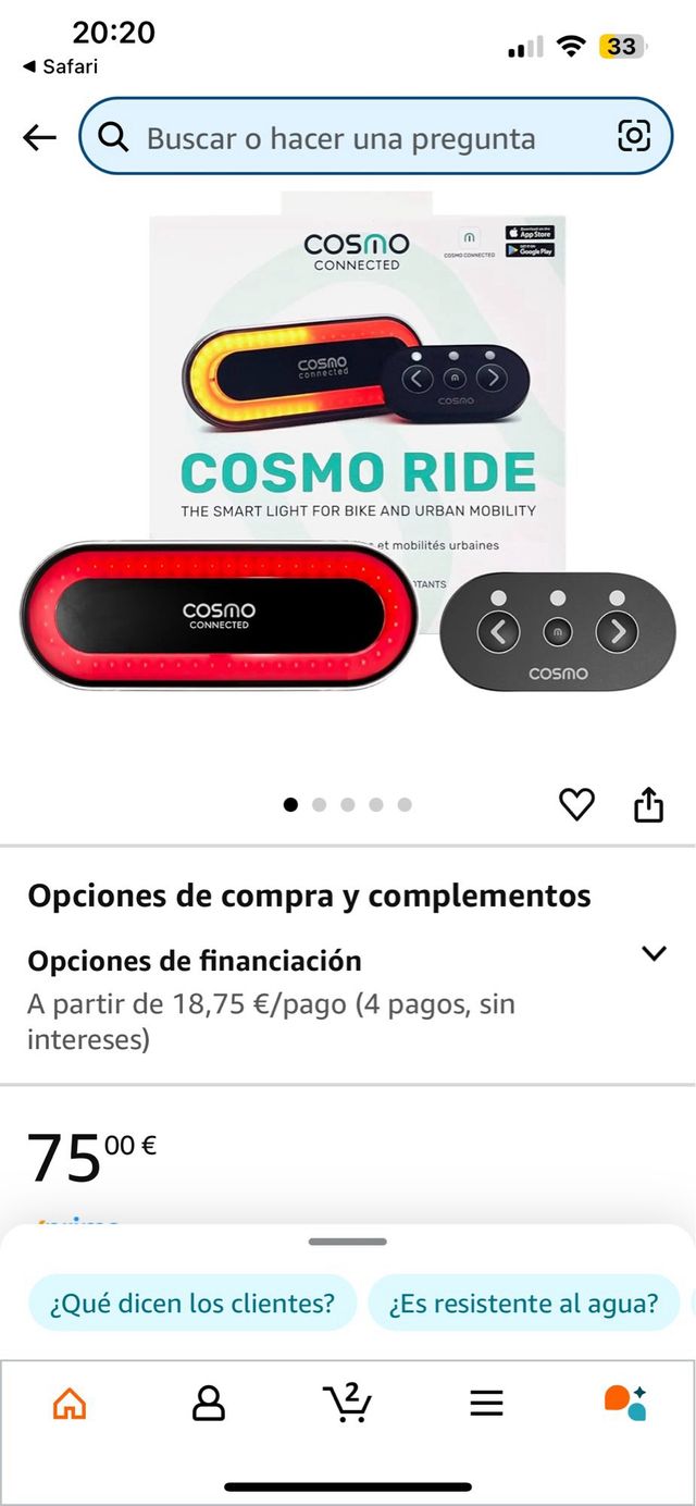 Luz inteligente para bicis o patinetes