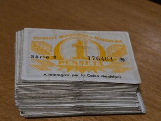 Lote 180 billetes 1 peseta de Manresa 1937
