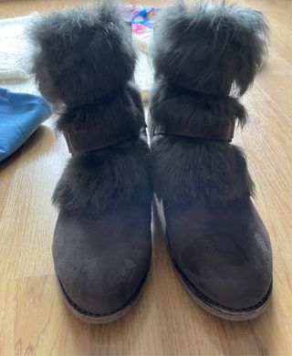 Botines pelo pelito verde oscuro caqui T.38