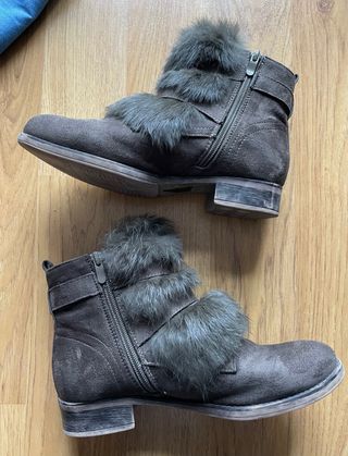 Botines pelo pelito verde oscuro caqui T.38