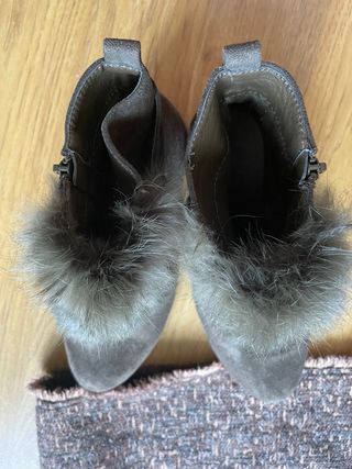 Botines pelo pelito verde oscuro caqui T.38