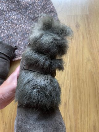 Botines pelo pelito verde oscuro caqui T.38