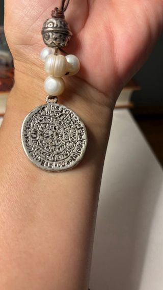 Collar regulable perlas plata y cuero