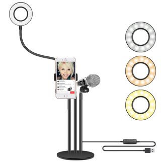 Anillo Luz LED, Soporte para Micrófono Teléfono
