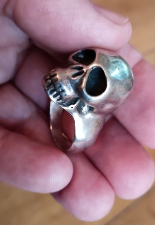 ANILLO PLATA CALAVERA 22 MM INTERIOR.