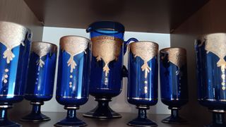 6 bicchieri antichi con caraffa