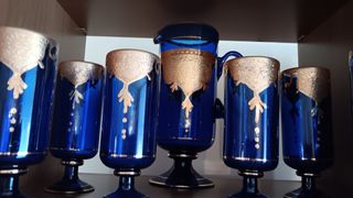 6 bicchieri antichi con caraffa