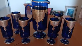 6 bicchieri antichi con caraffa