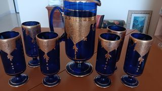 6 bicchieri antichi con caraffa