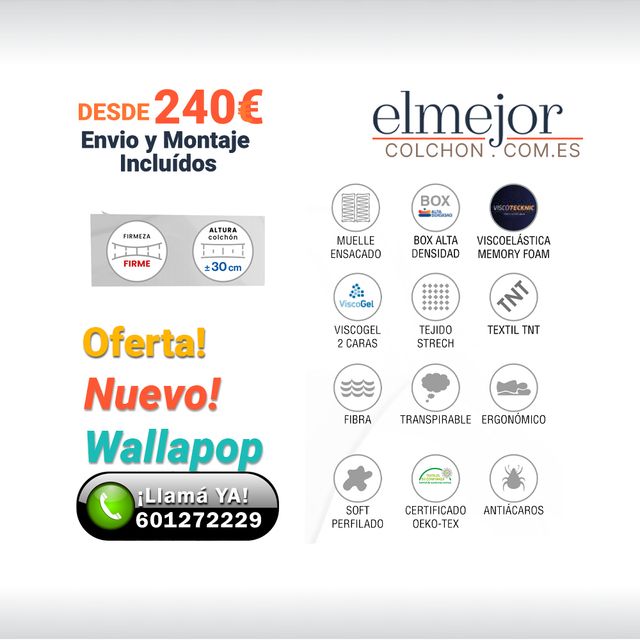 Colchon Muelles/Visco 30 Cm Firme Nuevo Málaga
