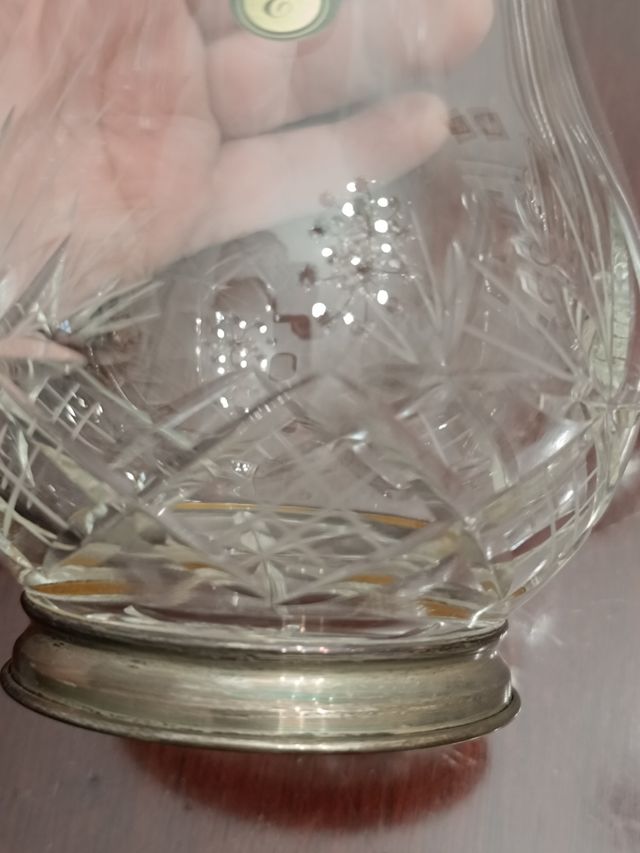 Jarrita cristal tallado y plata