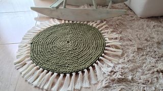 ALFOMBRA ARTESANAL TEJIDA ALGODÓN NUEVA