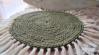 ALFOMBRA ARTESANAL TEJIDA ALGODÓN NUEVA