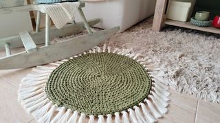 ALFOMBRA ARTESANAL TEJIDA ALGODÓN NUEVA