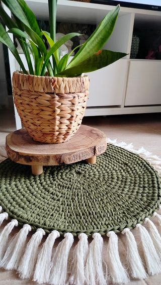 ALFOMBRA ARTESANAL TEJIDA ALGODÓN NUEVA