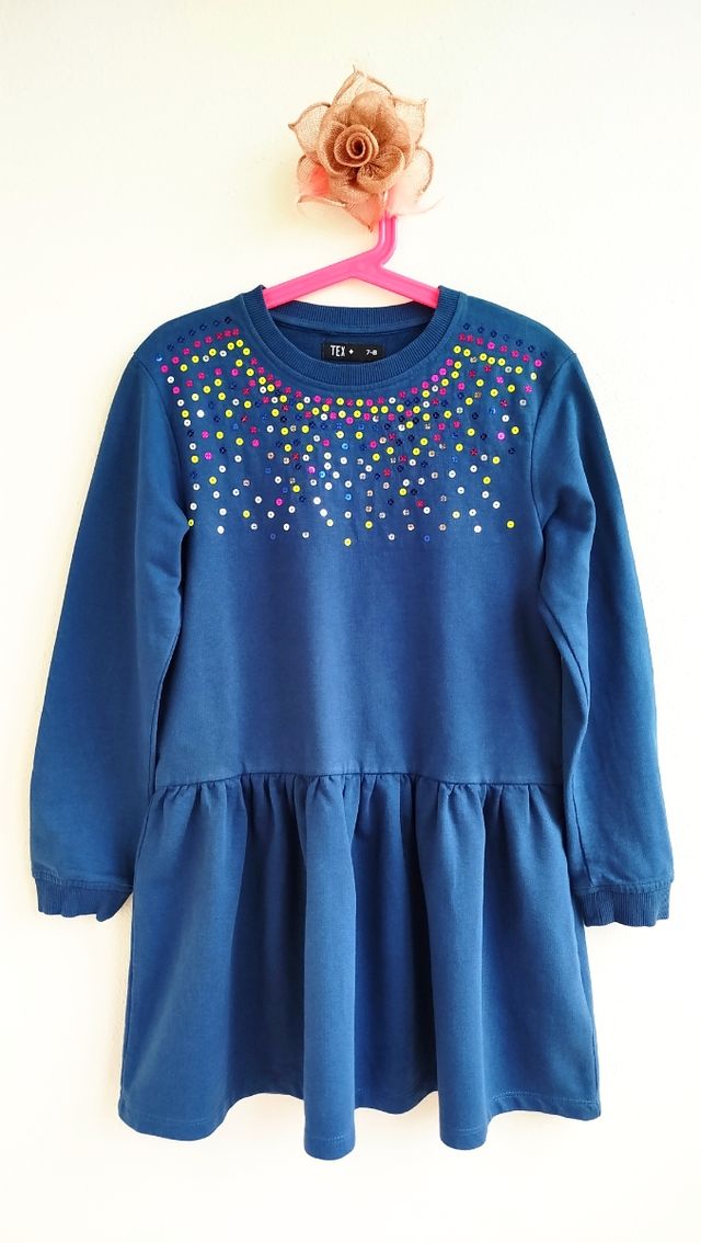 Vestido niña azul talla 7-8 años lenteju