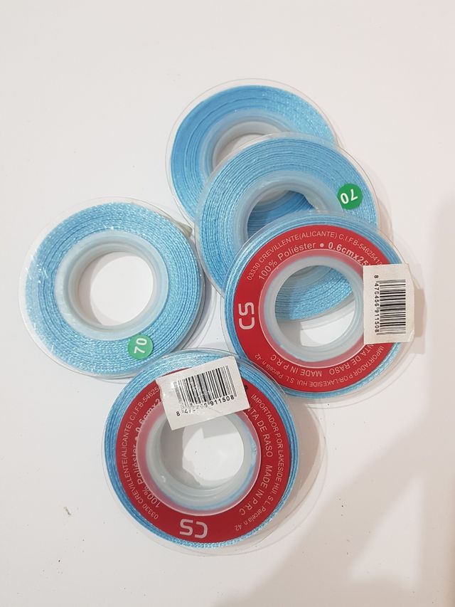 5 rollos de lazo azul de de 6mm