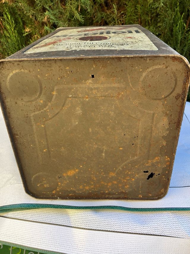 Lata de aceite antigua Mobiloil distri.barcelona