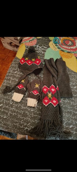 Conjunto invierno gorro, manoplas,bufand