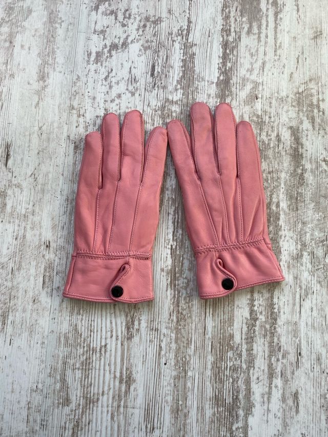 Guantes de piel mujer rosa