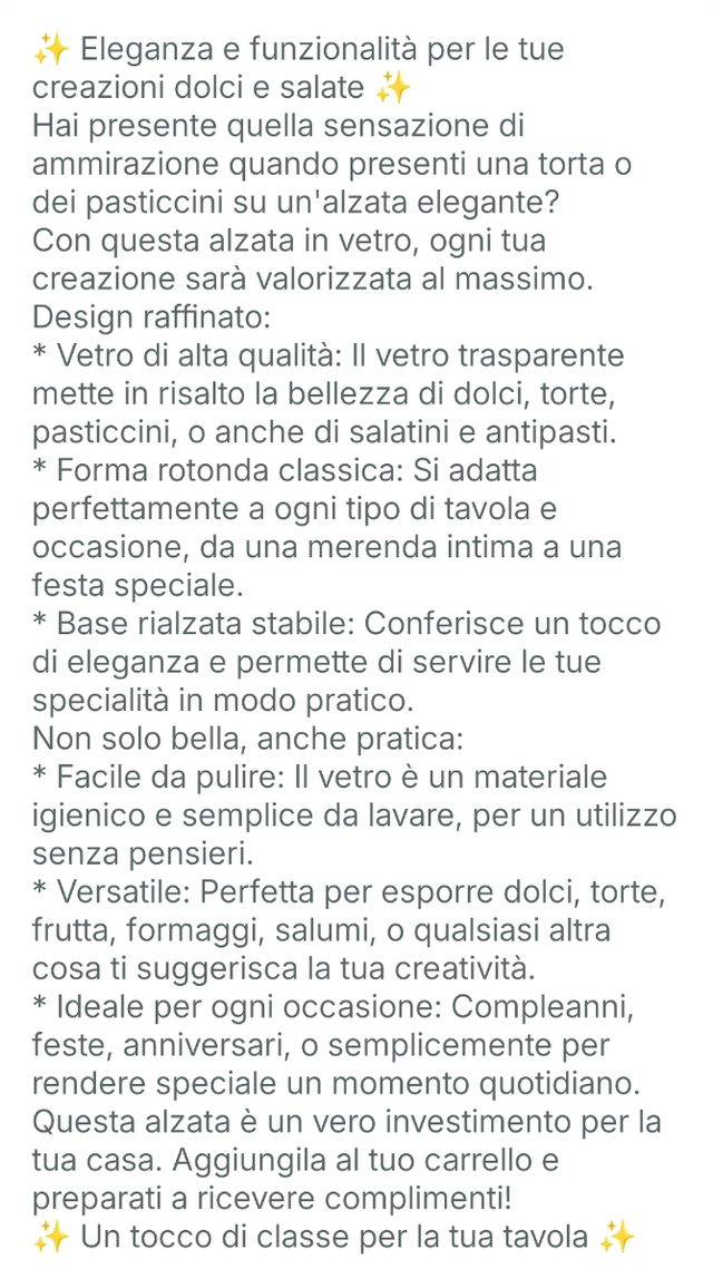 Elegante Alzata portatorta