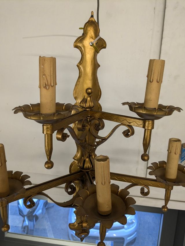 CANDELABRO FERRO DORATO 5 LUCI DA PARETE