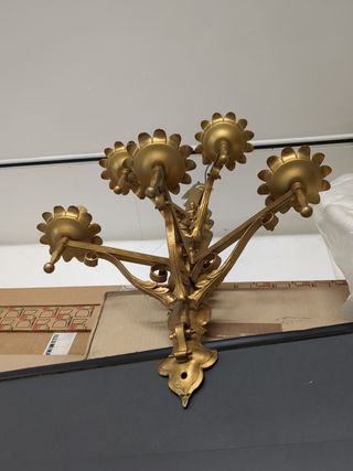 CANDELABRO FERRO DORATO 5 LUCI DA PARETE