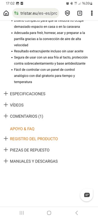 Freidora de aire Mini Tristar