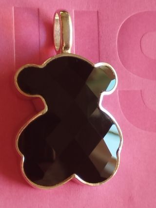 Colgante oso grande plata y onix 
