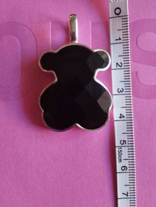 Colgante oso grande plata y onix 