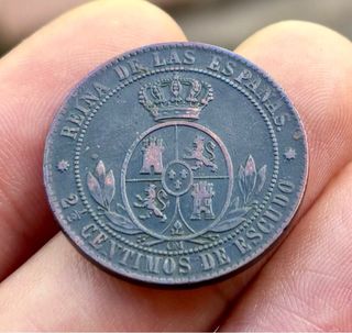 Moneda ISABEL II 2 1/2 Cent Escudo 1868 Barcelona