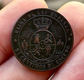 Moneda ISABEL II 2 1/2 Cent Escudo 1868 Barcelona