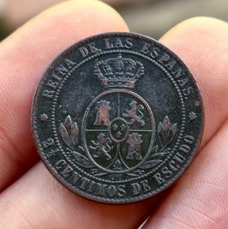 Moneda ISABEL II 2 1/2 Cent Escudo 1868 Barcelona
