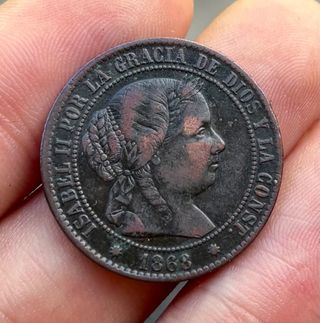Moneda ISABEL II 2 1/2 Cent Escudo 1868 Barcelona