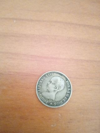 Moneda de 50 céntimos de Alfonso XIII. 1892