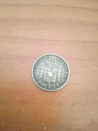 Moneda de 50 céntimos de Alfonso XIII. 1892