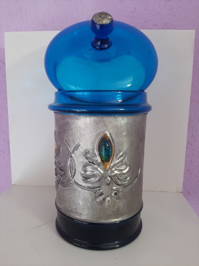 Albarelo de cristal azul vintage